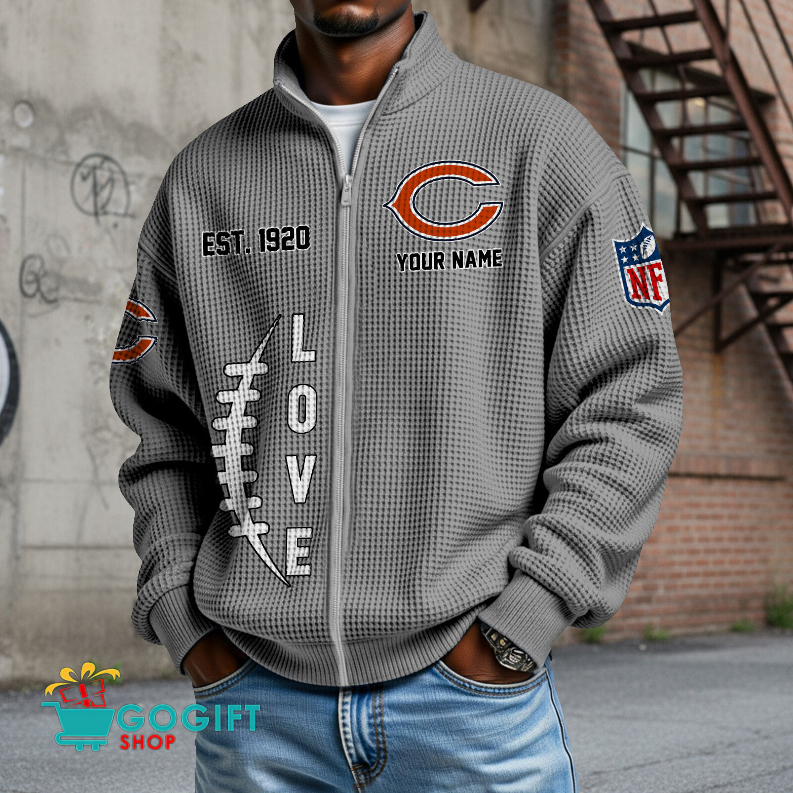 Chicago Bears – Waffle Jacket Limited Edition with Custom Name Chicago Bears – Waffle Jacket Limited Edition with Custom Name