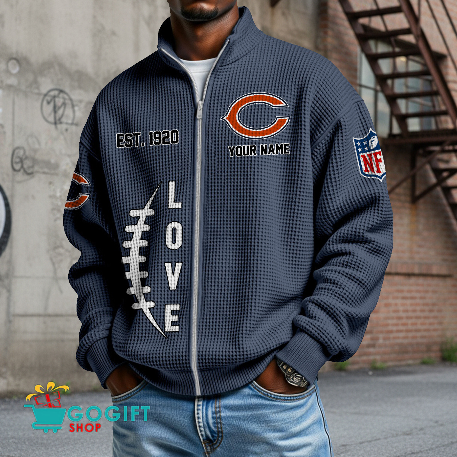 Chicago Bears – Waffle Jacket Limited Edition with Custom Name Chicago Bears – Waffle Jacket Limited Edition with Custom Name