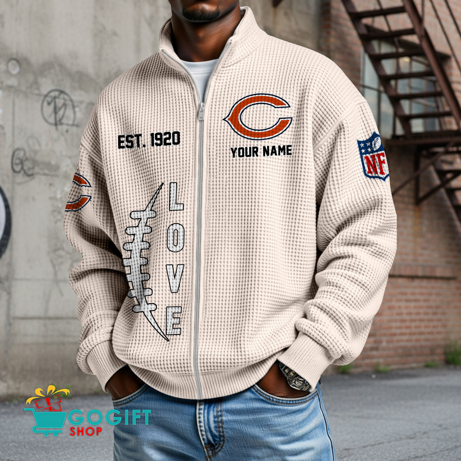 Chicago Bears – Waffle Jacket Limited Edition with Custom Name Chicago Bears – Waffle Jacket Limited Edition with Custom Name