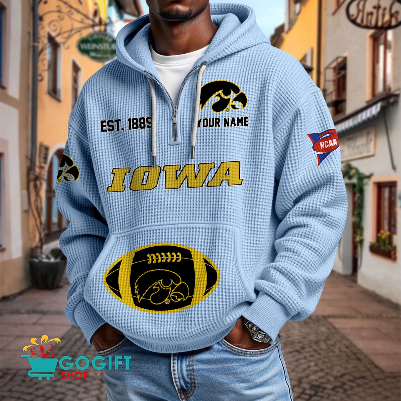 Iowa Hawkeyes – Waffle Hoodie Special Edition with Custom Name Iowa Hawkeyes – Waffle Hoodie Special Edition with Custom Name