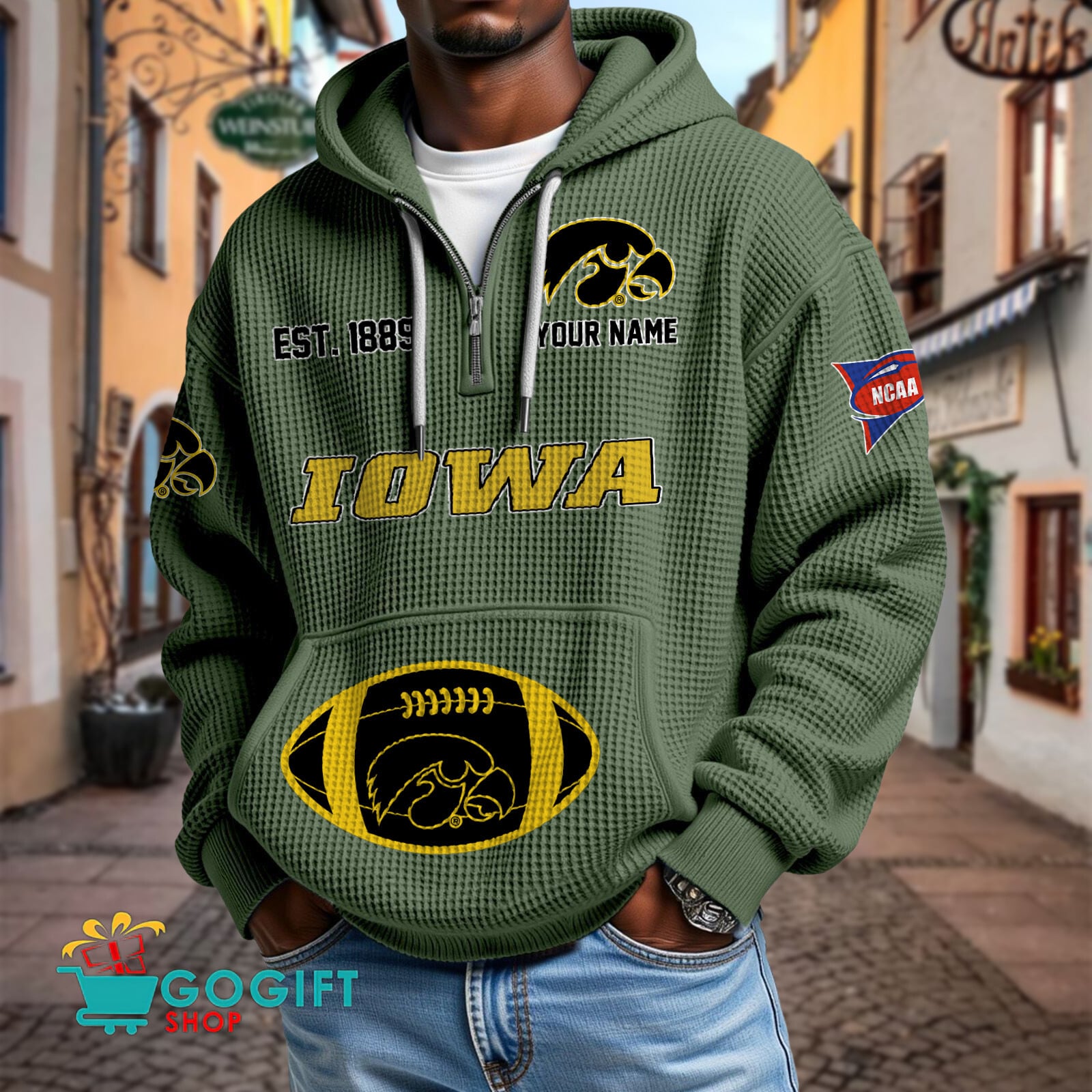 Iowa Hawkeyes – Waffle Hoodie Special Edition with Custom Name Iowa Hawkeyes – Waffle Hoodie Special Edition with Custom Name