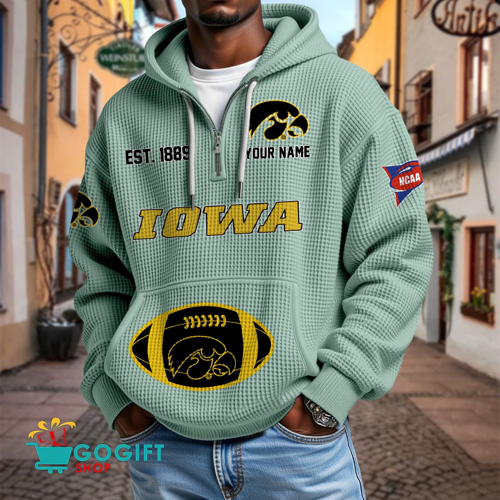 Iowa Hawkeyes – Waffle Hoodie Special Edition with Custom Name Iowa Hawkeyes – Waffle Hoodie Special Edition with Custom Name