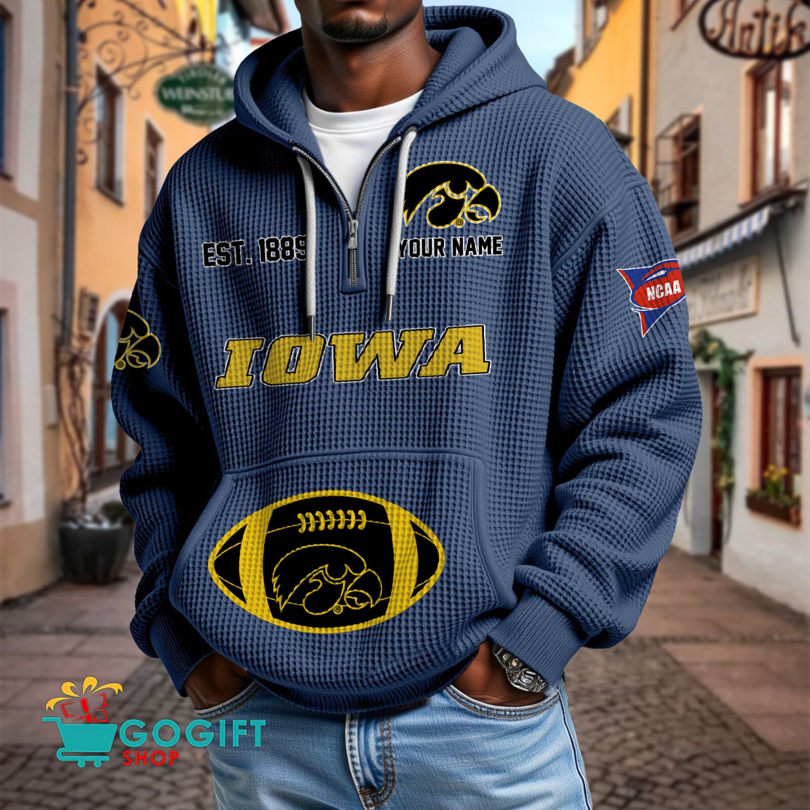 Iowa Hawkeyes – Waffle Hoodie Special Edition with Custom Name Iowa Hawkeyes – Waffle Hoodie Special Edition with Custom Name