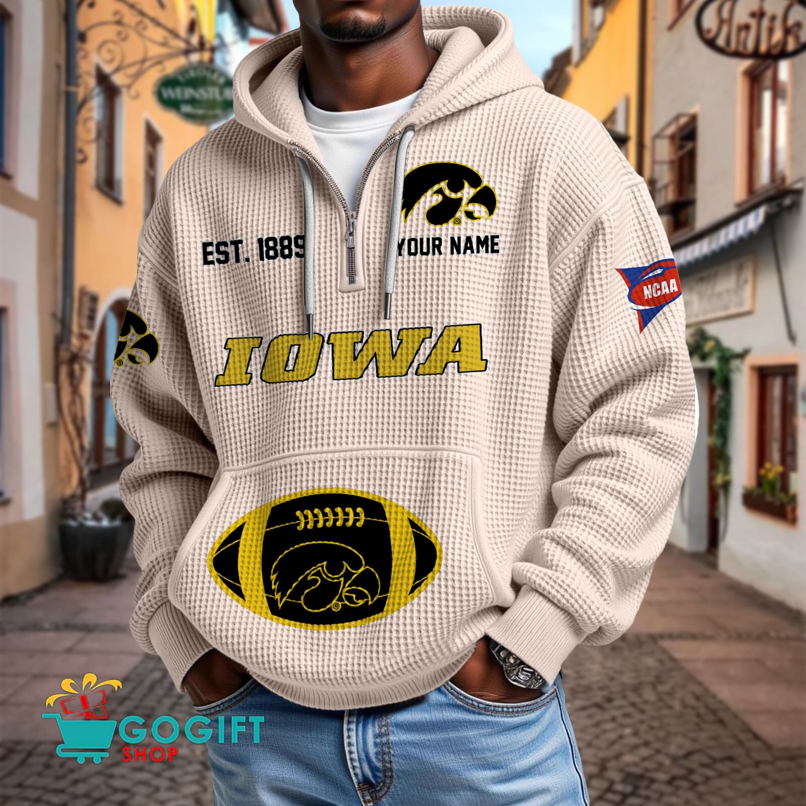 Iowa Hawkeyes – Waffle Hoodie Special Edition with Custom Name Iowa Hawkeyes – Waffle Hoodie Special Edition with Custom Name