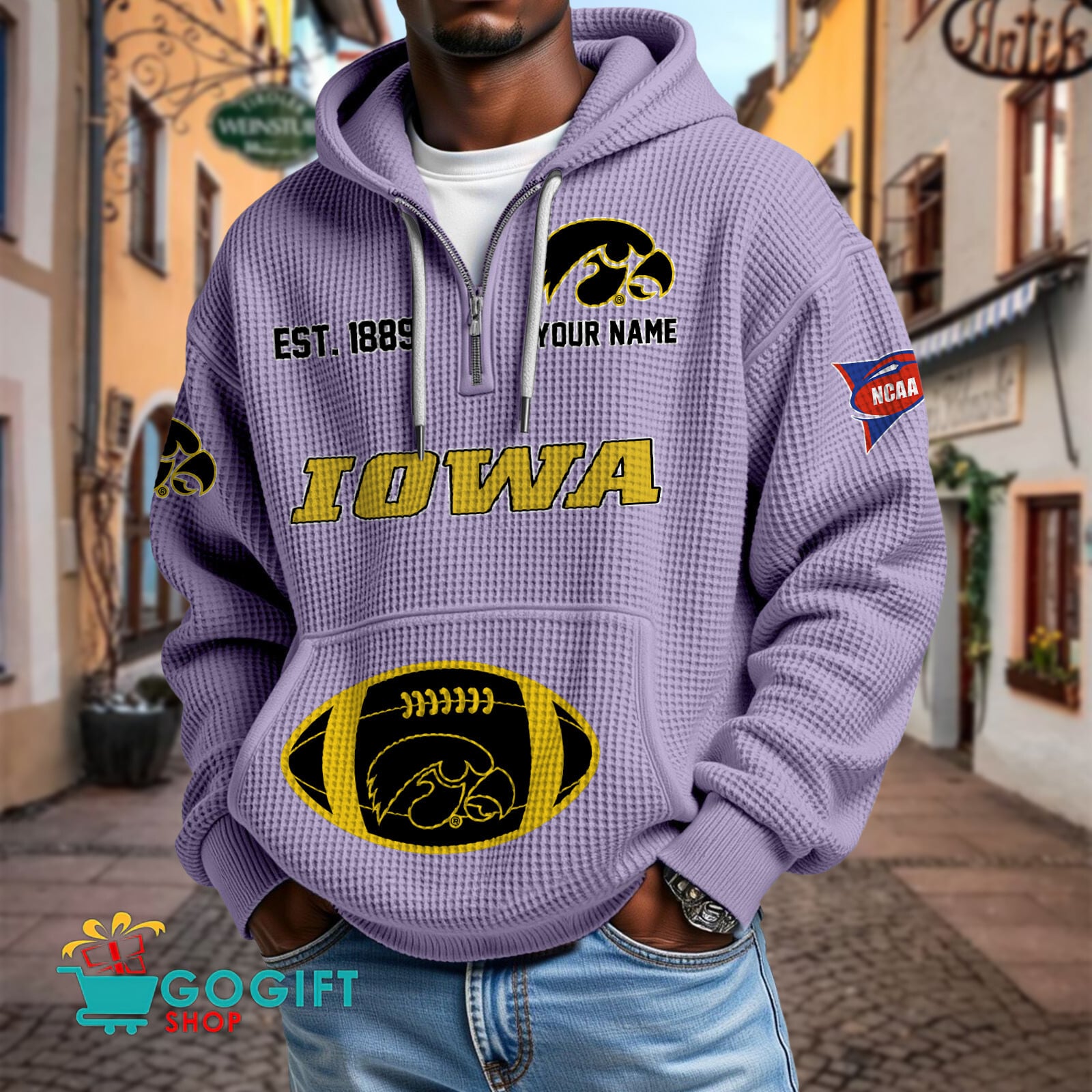 Iowa Hawkeyes – Waffle Hoodie Special Edition with Custom Name Iowa Hawkeyes – Waffle Hoodie Special Edition with Custom Name