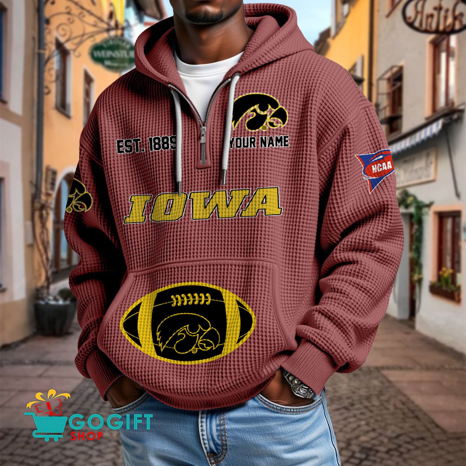 Iowa Hawkeyes – Waffle Hoodie Special Edition with Custom Name Iowa Hawkeyes – Waffle Hoodie Special Edition with Custom Name