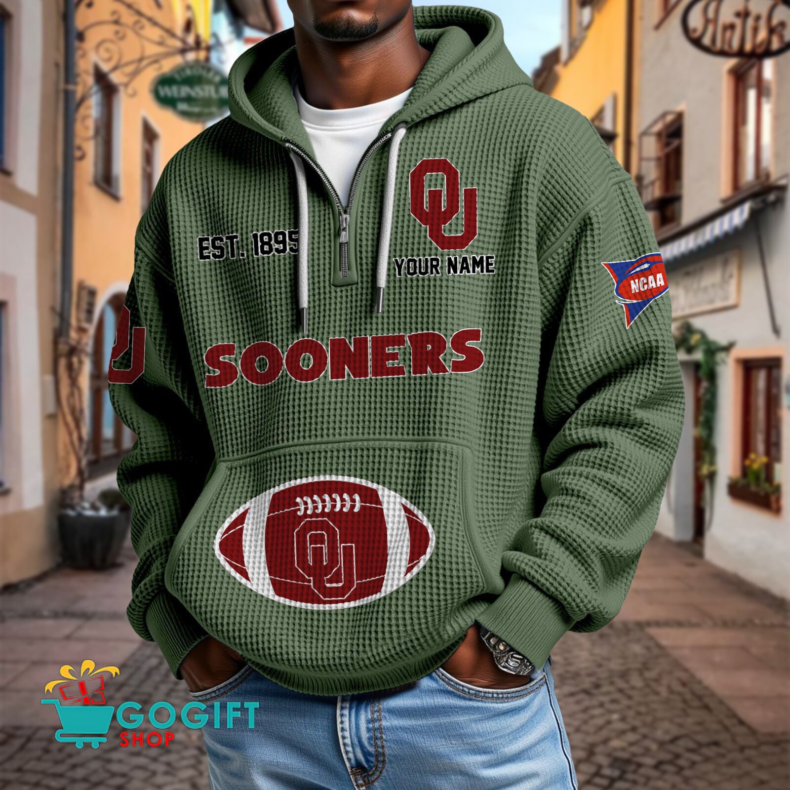 Oklahoma Sooners – Waffle Hoodie Special Edition with Custom Name Oklahoma Sooners – Waffle Hoodie Special Edition with Custom Name