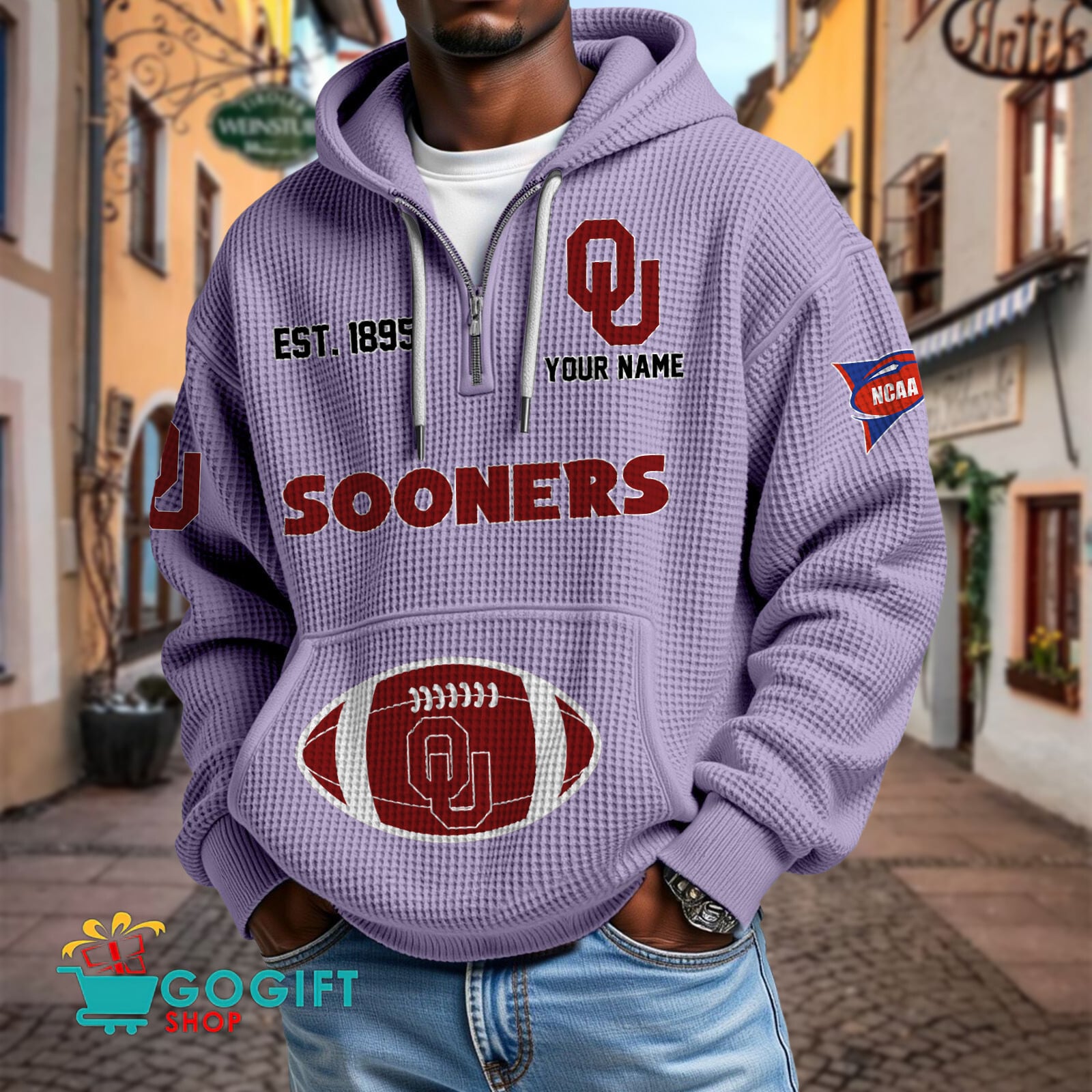 Oklahoma Sooners – Waffle Hoodie Special Edition with Custom Name Oklahoma Sooners – Waffle Hoodie Special Edition with Custom Name