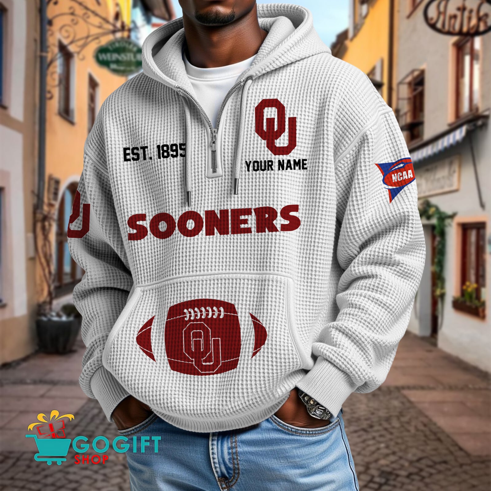 Oklahoma Sooners – Waffle Hoodie Special Edition with Custom Name Oklahoma Sooners – Waffle Hoodie Special Edition with Custom Name