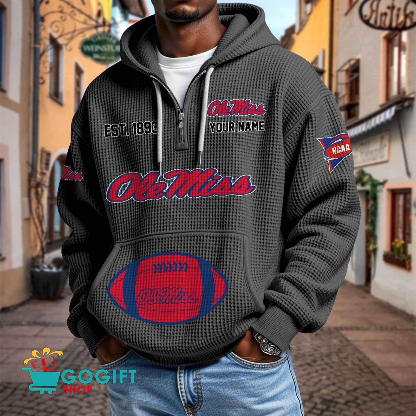 Ole Miss Rebels – Waffle Hoodie Special Edition with Custom Name Ole Miss Rebels – Waffle Hoodie Special Edition with Custom Name