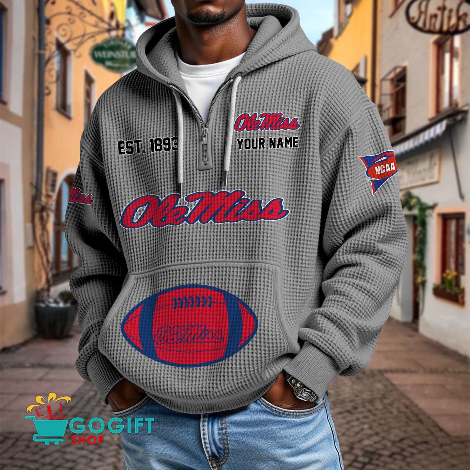 Ole Miss Rebels – Waffle Hoodie Special Edition with Custom Name Ole Miss Rebels – Waffle Hoodie Special Edition with Custom Name