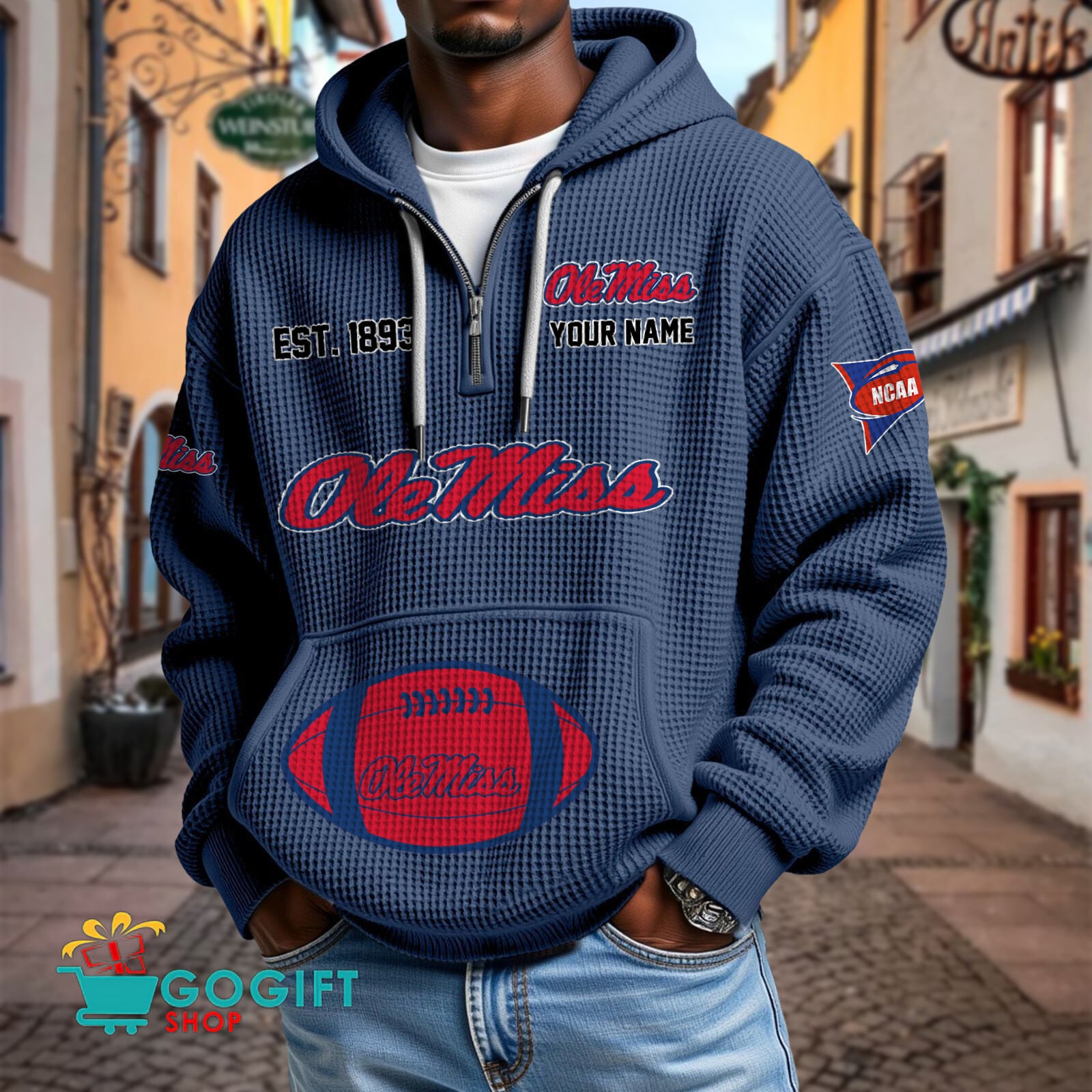 Ole Miss Rebels – Waffle Hoodie Special Edition with Custom Name Ole Miss Rebels – Waffle Hoodie Special Edition with Custom Name