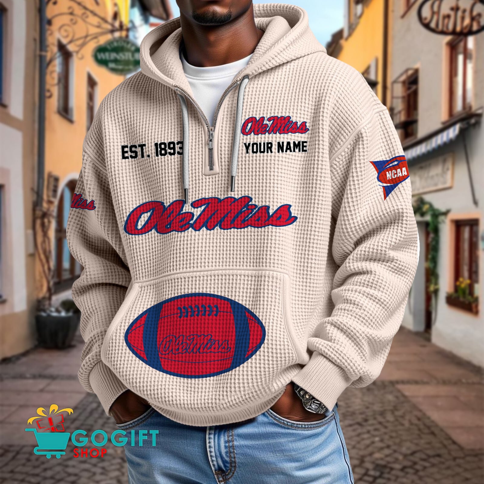 Ole Miss Rebels – Waffle Hoodie Special Edition with Custom Name Ole Miss Rebels – Waffle Hoodie Special Edition with Custom Name