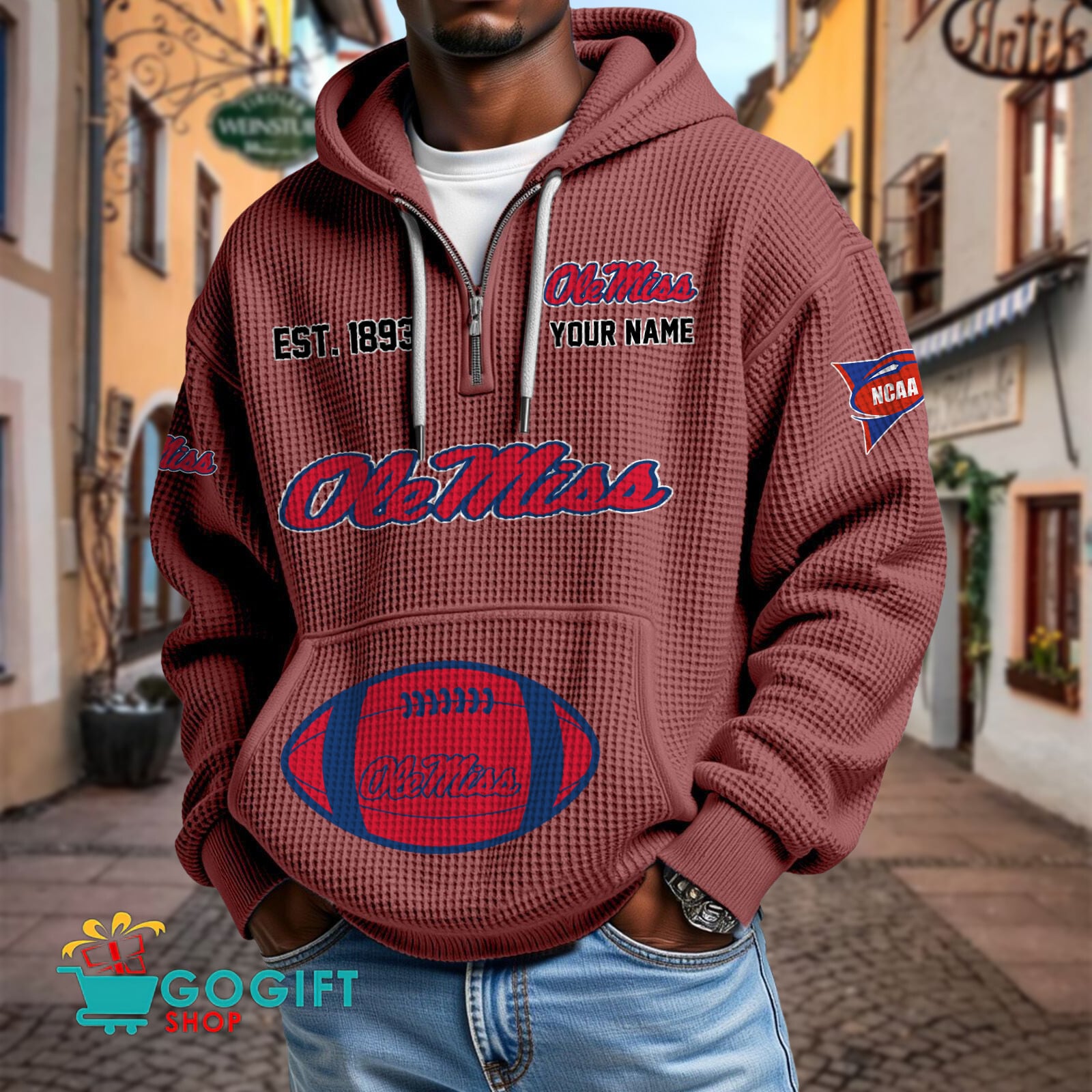 Ole Miss Rebels – Waffle Hoodie Special Edition with Custom Name Ole Miss Rebels – Waffle Hoodie Special Edition with Custom Name