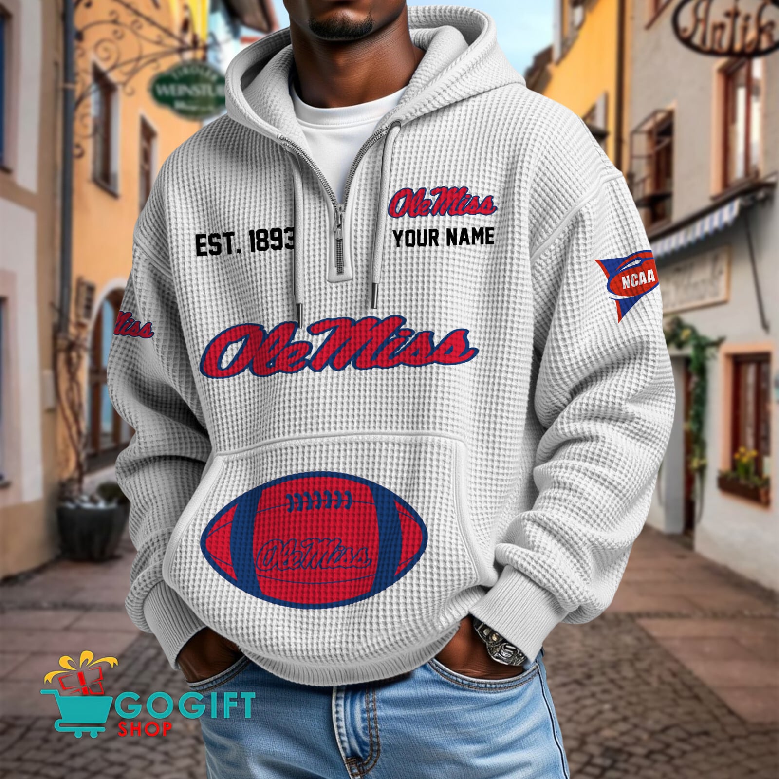 Ole Miss Rebels – Waffle Hoodie Special Edition with Custom Name Ole Miss Rebels – Waffle Hoodie Special Edition with Custom Name