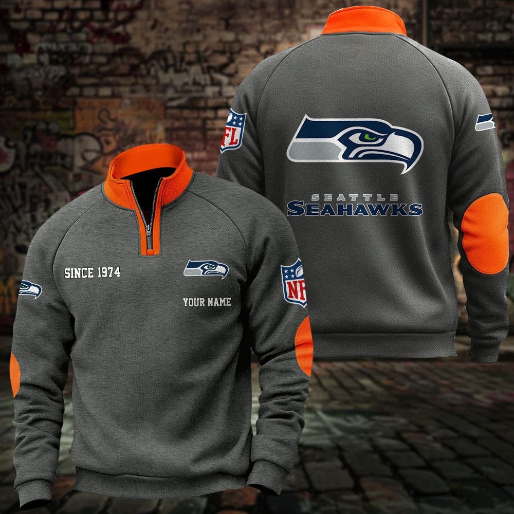 Seattle Seahawks – Quarter-Zip Sweatshirt Limited Edition with Custom Name Seattle Seahawks – Quarter-Zip Sweatshirt Limited Edition with Custom Name