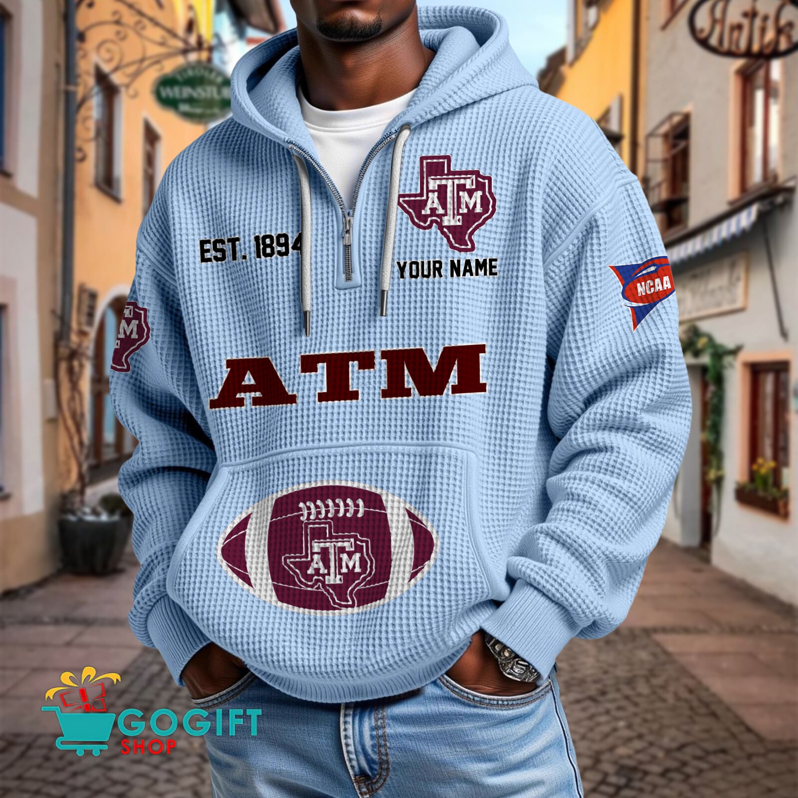 Texas A&M Aggies – Waffle Hoodie Special Edition with Custom Name Texas A&M Aggies – Waffle Hoodie Special Edition with Custom Name