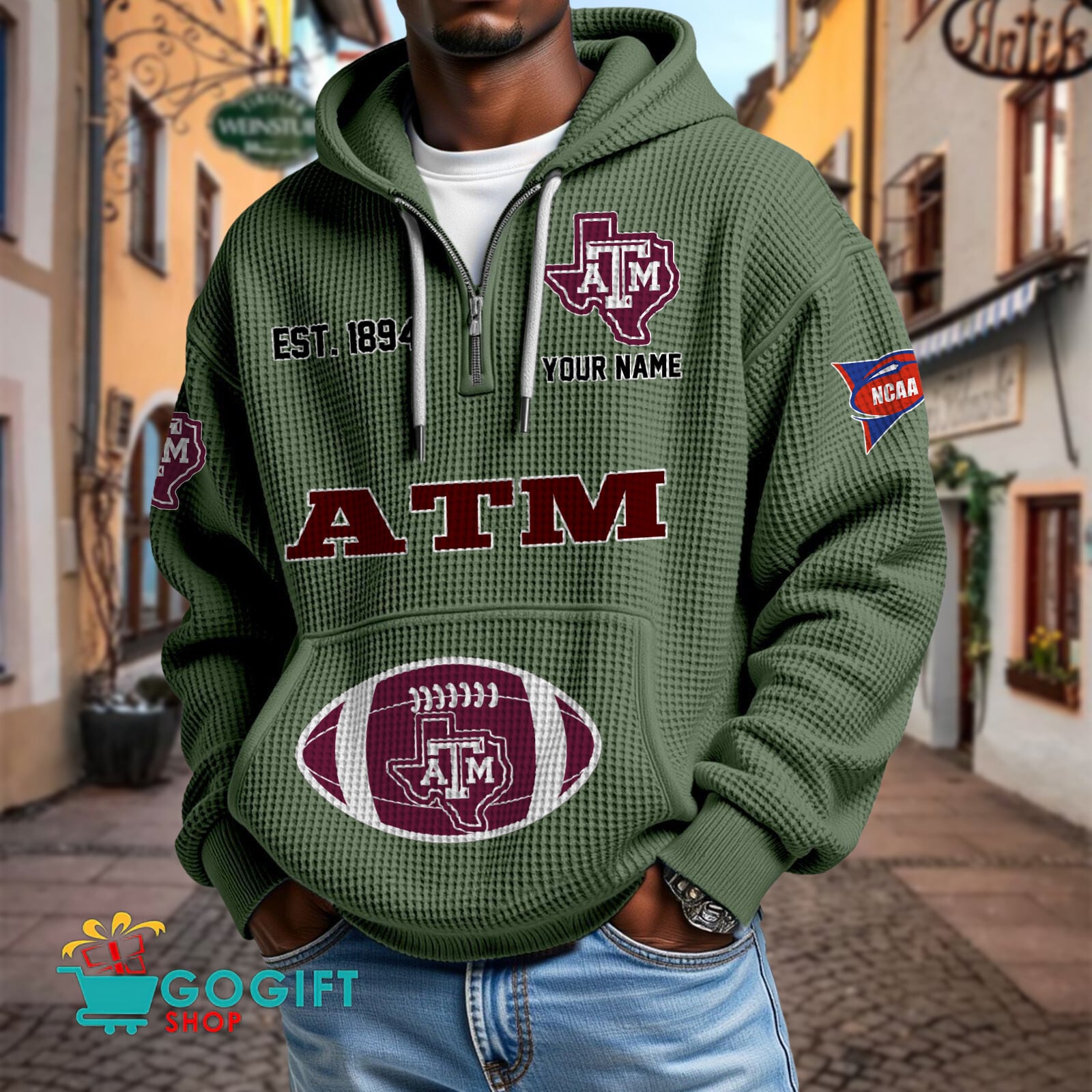 Texas A&M Aggies – Waffle Hoodie Special Edition with Custom Name Texas A&M Aggies – Waffle Hoodie Special Edition with Custom Name