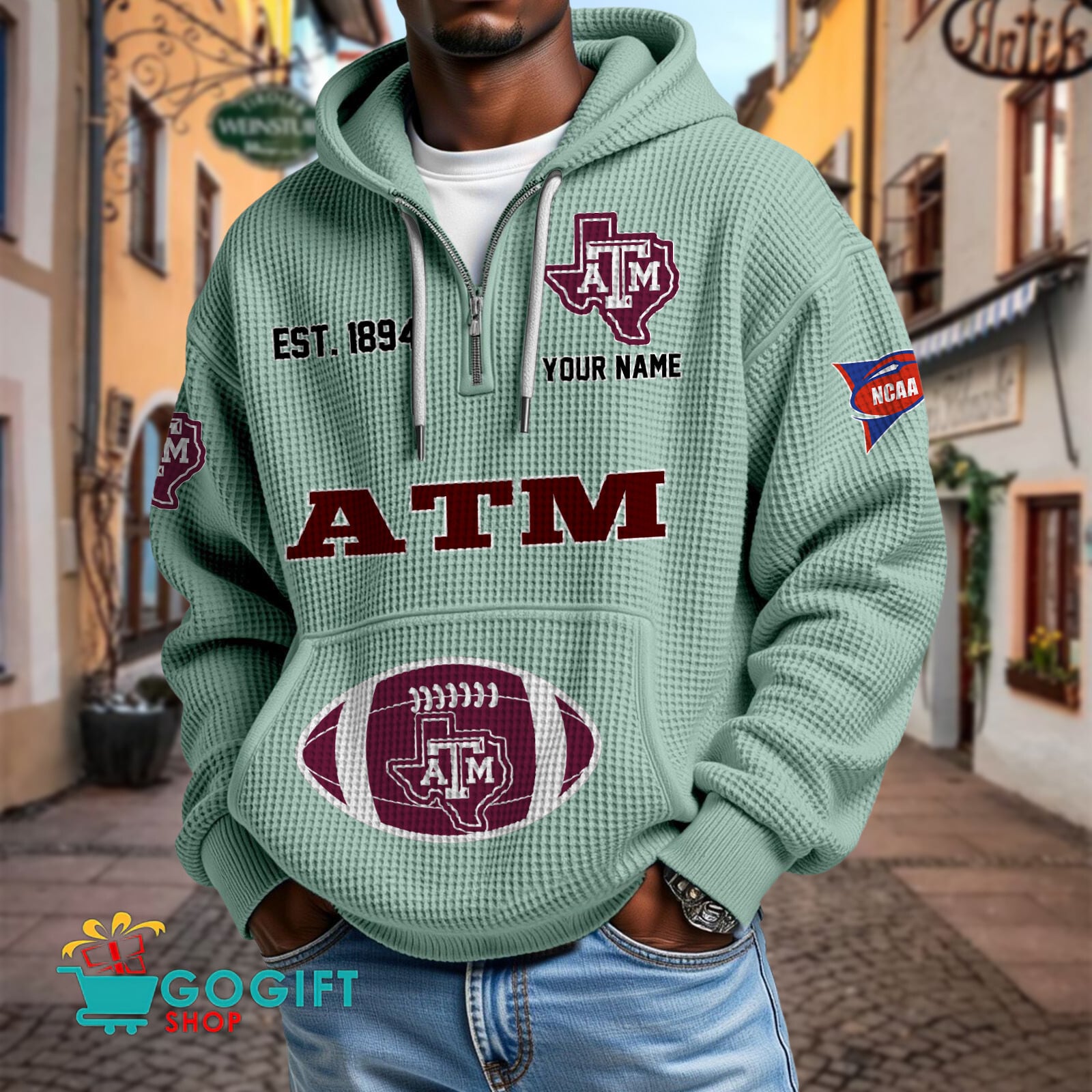 Texas A&M Aggies – Waffle Hoodie Special Edition with Custom Name Texas A&M Aggies – Waffle Hoodie Special Edition with Custom Name