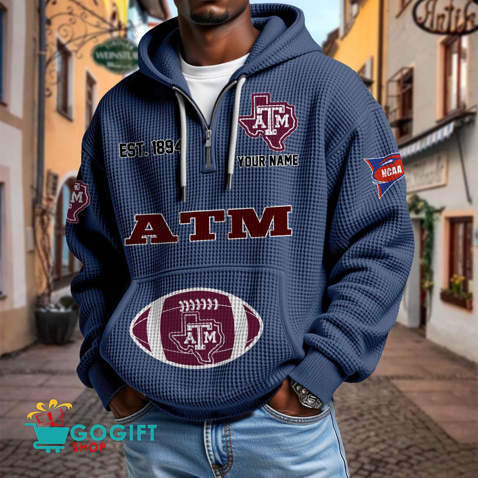 Texas A&M Aggies – Waffle Hoodie Special Edition with Custom Name Texas A&M Aggies – Waffle Hoodie Special Edition with Custom Name
