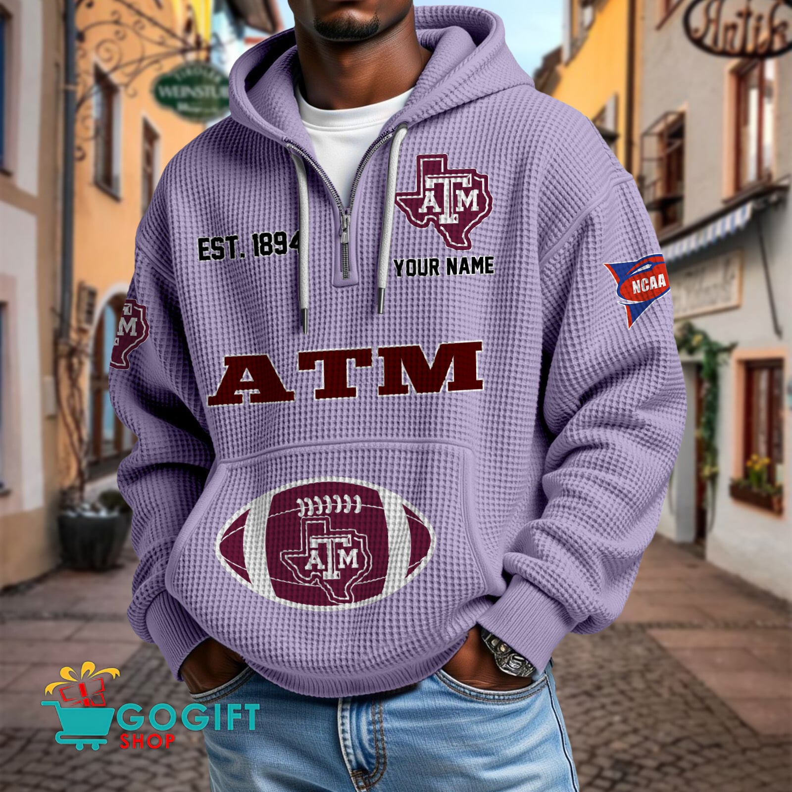 Texas A&M Aggies – Waffle Hoodie Special Edition with Custom Name Texas A&M Aggies – Waffle Hoodie Special Edition with Custom Name